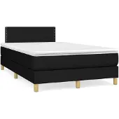 vidaXL Boxspring met matras stof zwart 120x200 cm