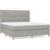 vidaXL Boxspring met matras stof lichtgrijs 160x200 cm