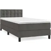 vidaXL Boxspring met matras fluweel donkergrijs 100x200 cm