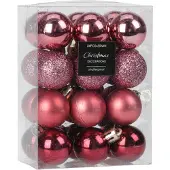 Merkloos Christmas Decoration kerstballen 16x -roze-5 cm -kunststofA - Kerstbal