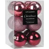 Merkloos Christmas Decoration Kerstballen - 12x - 6 cm - kunststof - roze - Kerstbal