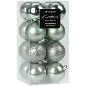 Merkloos kleine kerstballen 24x -3cm-kunststof -mint groen