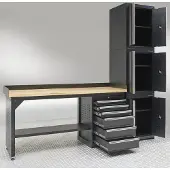 Datona Werkbank 200 cm - 3 kast deuren - 1 kast lades - bamboe