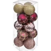Atmosphera kerstballen-15x- D5 cm -mix wit/roze/goud/champagne - plastic - Kerstbal