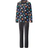Rebelle dames huispak fleece - maat 38 - Coloured dots - grijs