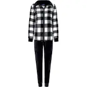 Rebelle dames huispak fleece - maat 44 - Ruit - zwart