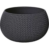 Prosperplast Plantenpot/bloempot kunststof dia 37 cm en hoogte 22 cm in het antraciet grijs voor binnen/buiten