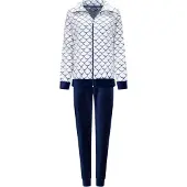 Rebelle dames huispak fleece - maat 46 - Glans waaiers - marine