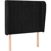 vidaXL Hoofdbord met randen 103x23x118/128 cm fluweel zwart