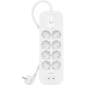 Belkin Surge Protection 8 Outlet 2 Meter Dual Usb C 30W PD Wit