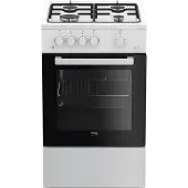 Beko FSG52020FW, Vrijstaand fornuis, Zwart, Wit, Knopbediening, Draaiknoppen, Wit, Bovenin rechts/links, Gas
