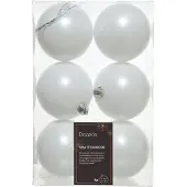 Christmas Decoration Kerstballen set 6-delig | winterwit | kunststof/onbreekbaar | 8cm