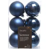 Décoris Kerstballen set | | Ø 6 cm | 12 stuks (Blauw)