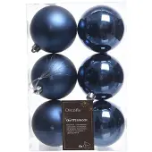 Décoris Kerstballen set | | Ø 8 cm | 6 stuks (Blauw)