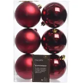 Christmas Decoration Kerstballen set 6-delig | ossenbloed | kunststof/onbreekbaar | 8cm