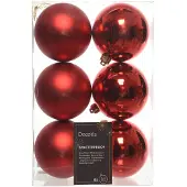 Décoris Kerstballen set | | Ø 8 cm | 6 stuks (Rood)