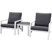 AVH-Collectie Malaga lounge balkonset 3 delig wit aluminium