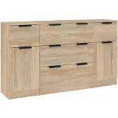 vidaXL 3-delige Dressoirset bewerkt hout sonoma eiken