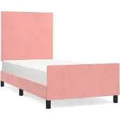 vidaXL Bedframe met hoofdeinde, roze, 90x190 cm, fluweel