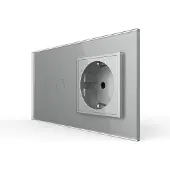 Livolo | Grijs | 2+SR | Rolluik schakelaar met wandcontactdoos -
