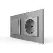 Livolo | Grijs | 1+SR | Aan/Uit | Wipschakelaar met wandcontactdoos -