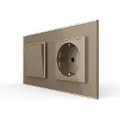 Livolo | Goud | 1+SR | Aan/Uit | Wipschakelaar met wandcontactdoos -