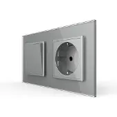 Livolo | Grijs | 2+SR | Aan/Uit | Wipschakelaar met wandcontactdoos -