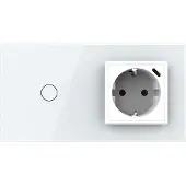 Livolo Schakelaar met wandcontactdoos + USB-C Oplader | Wit | Aan/Uit