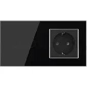 Livolo Schakelaar | Wandcontactdoos | | Zwart | 2+SR | Aan/Uit