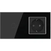 Livolo Schakelaar | Wandcontactdoos | | Zwart | 1+SR | Aan/Uit