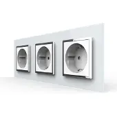 Livolo Wandcontactdoos | Wit | 3-Voudige Stopcontact | Chrome frame |