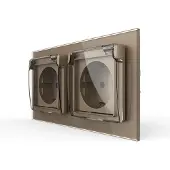 Livolo Wandcontactdoos met klapdeksel | Goud | 2-Voudige Stopcontact | IP44