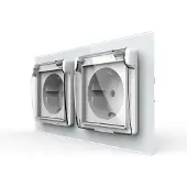 Livolo Wandcontactdoos met klapdeksel | Wit | 2-Voudige Stopcontact | IP44