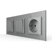 Livolo | Grijs | 2+2+SR | Aan/Uit | Wipschakelaar met wandcontactdoos