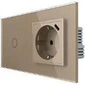 Livolo | Goud | 1+SR | Aan/Uit | Schakelaar met wandcontactdoos +