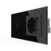 Livolo | Zwart | 1+SR | Aan/Uit | Schakelaar met wandcontactdoos +