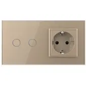 Livolo Schakelaar | Wandcontactdoos | | Goud | 2+SR | Aan/Uit
