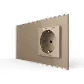 Livolo | Goud | 1+SR | Dimmer | Wisselschakelaar met wandcontactdoos -
