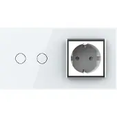 Livolo Schakelaar | Wandcontactdoos | Wit/Chrome | | 2+SR | Aan/Uit