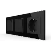 Livolo | Zwart | 1+1+SR | Aan/Uit | Wipschakelaar met wandcontactdoos