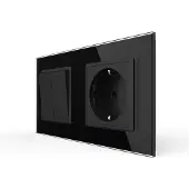 Livolo | Zwart | 2+SR | Aan/Uit | Wipschakelaar met wandcontactdoos -
