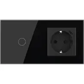 Livolo Schakelaar met wandcontactdoos + USB-C Oplader | Zwart | Aan/Uit