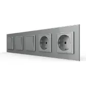 Livolo | Grijs | 1+1+2+SR+SR | Aan/Uit | Wipschakelaar dubbele