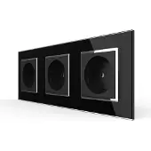 Livolo Wandcontactdoos | Zwart | 3-Voudig Stopcontact | Chrome frame |