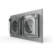 Livolo Wandcontactdoos met klapdeksel | Grijs | 2-Voudige Stopcontact | IP44