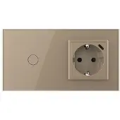 Livolo Schakelaar met wandcontactdoos + USB-C Oplader | Goud | Aan/Uit