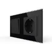 Livolo | Zwart | 1+SR | Aan/Uit | Wipschakelaar met wandcontactdoos -