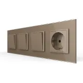 Livolo | Goud | 1+1+1+SR | Aan/Uit | Wipschakelaar met wandcontactdoos