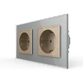 Livolo Wandcontactdoos | Grijs/Goud | 2-Voudig Stopcontact | Bekijk hier!