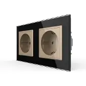 Livolo | Zwart/Goud | SR+SR | Wandcontactdoos - Bekijk hier!